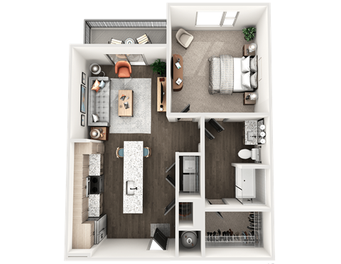 Floor plan for 1 bed, 1 bath, 807 sqft